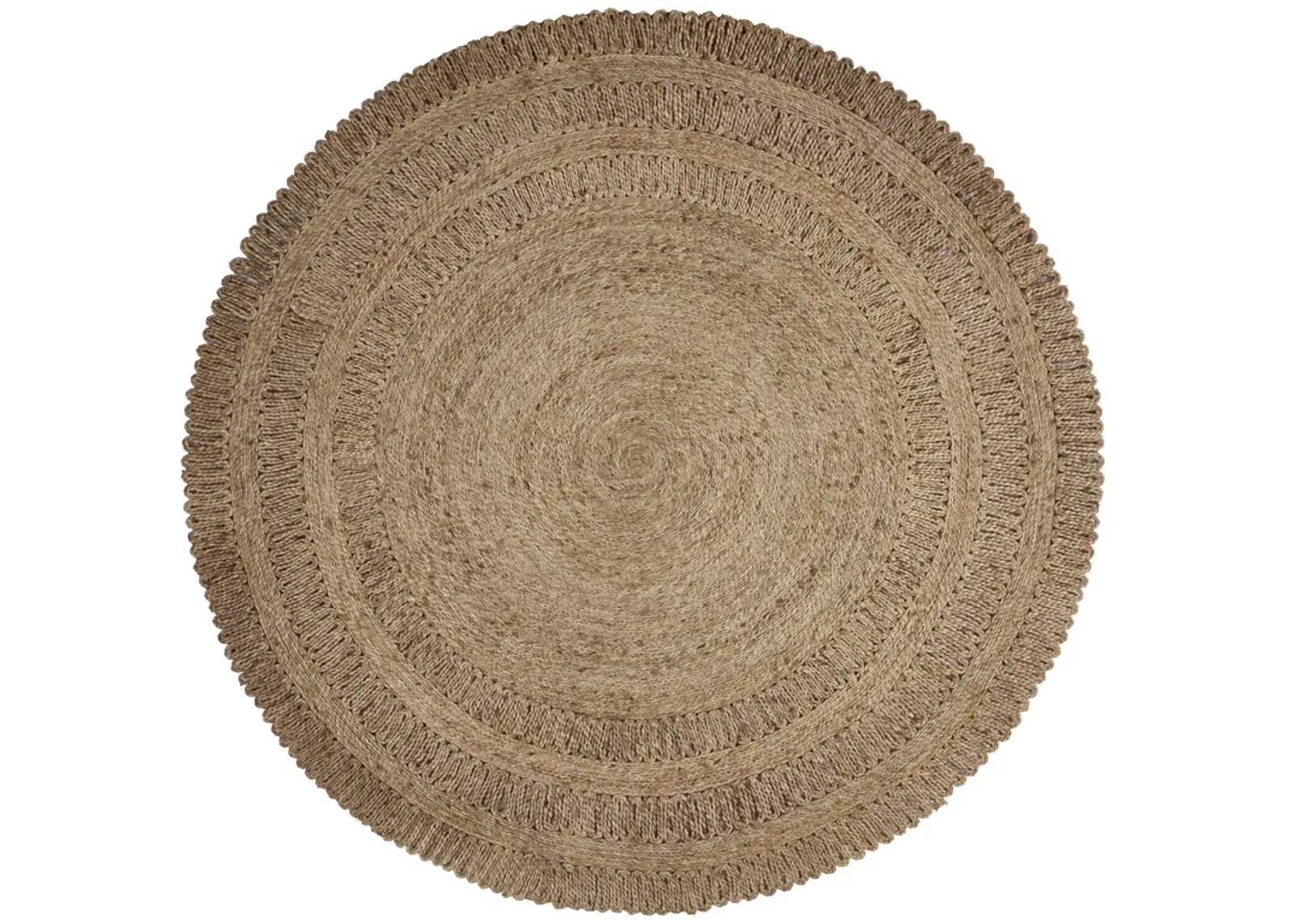 Nature True Tan Contemporary Braided Organic Jute Indoor Round Area Rug 4'