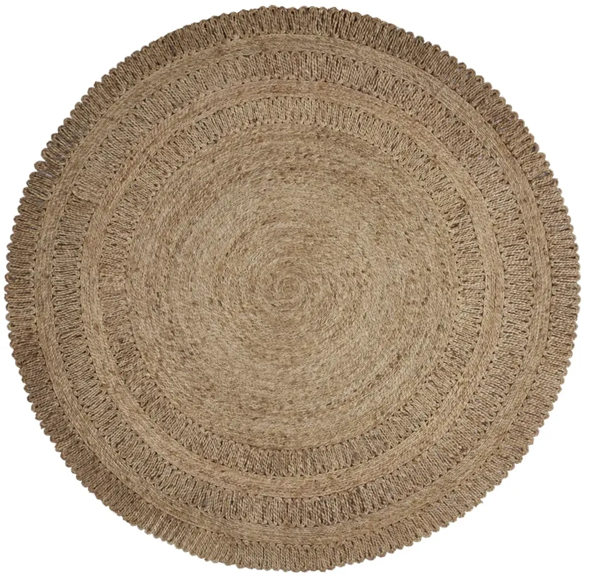 Nature True Tan Contemporary Braided Organic Jute Indoor Round Area Rug 4'