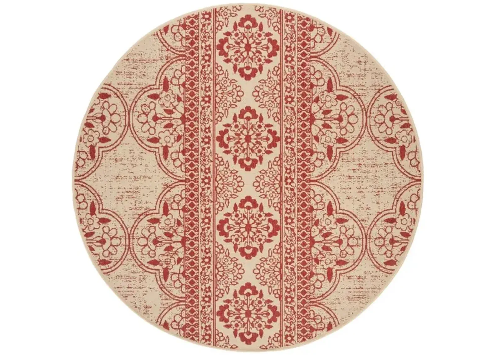 LINDEN 174 Collection LND174Q-6R Red / Creme 6'-7" X 6'-7" Round