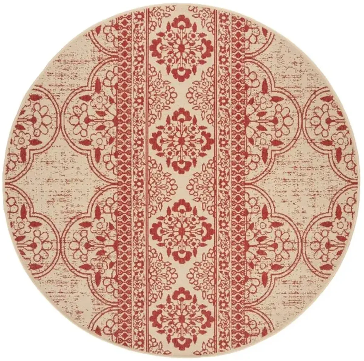 LINDEN 174 Collection LND174Q-6R Red / Creme 6'-7" X 6'-7" Round