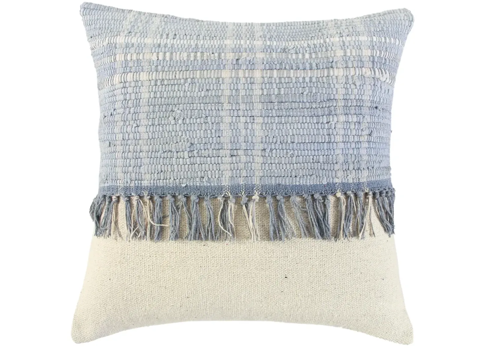 Color Block Natural/ Blue Pillow