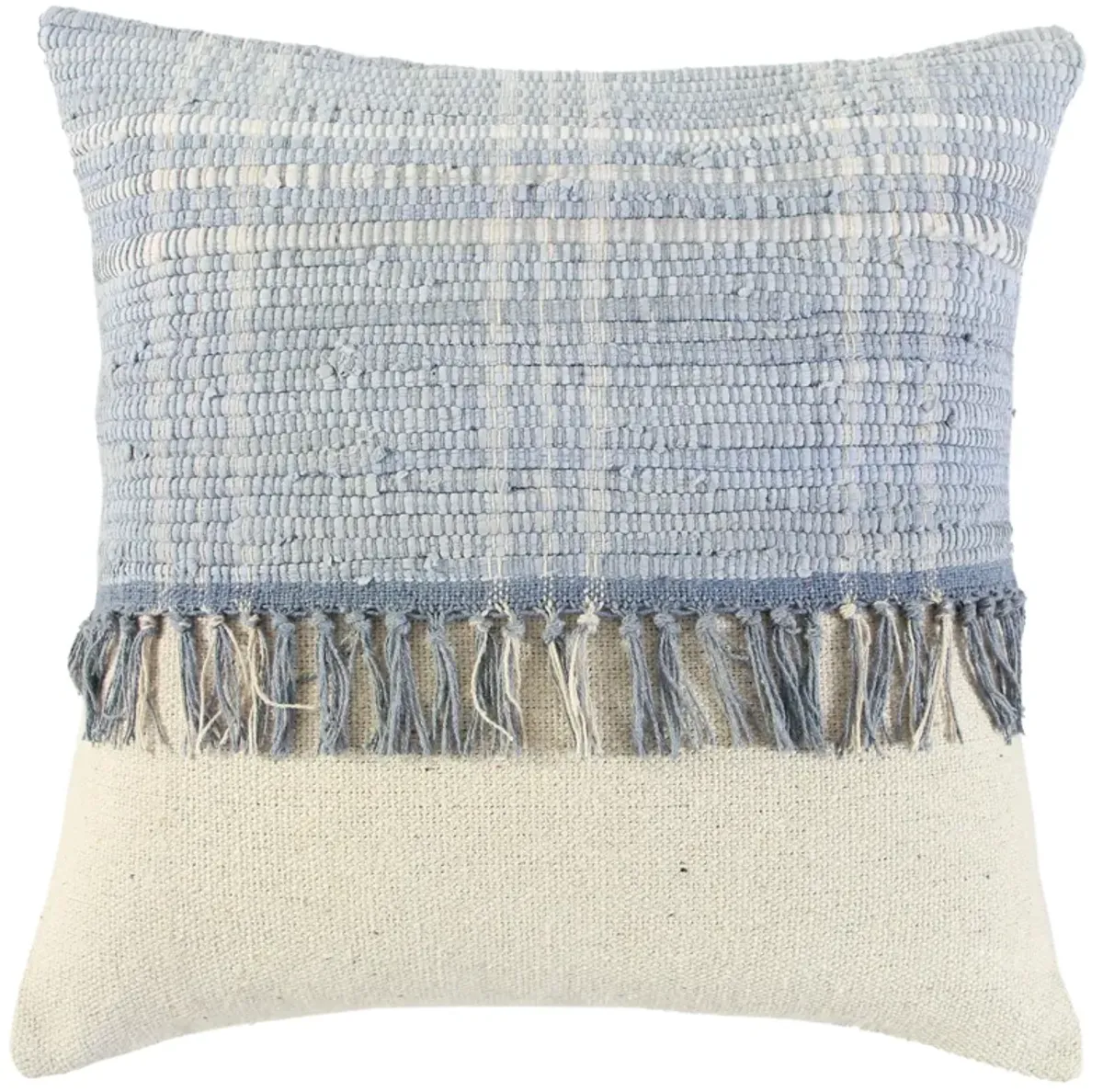 Color Block Natural/ Blue Pillow