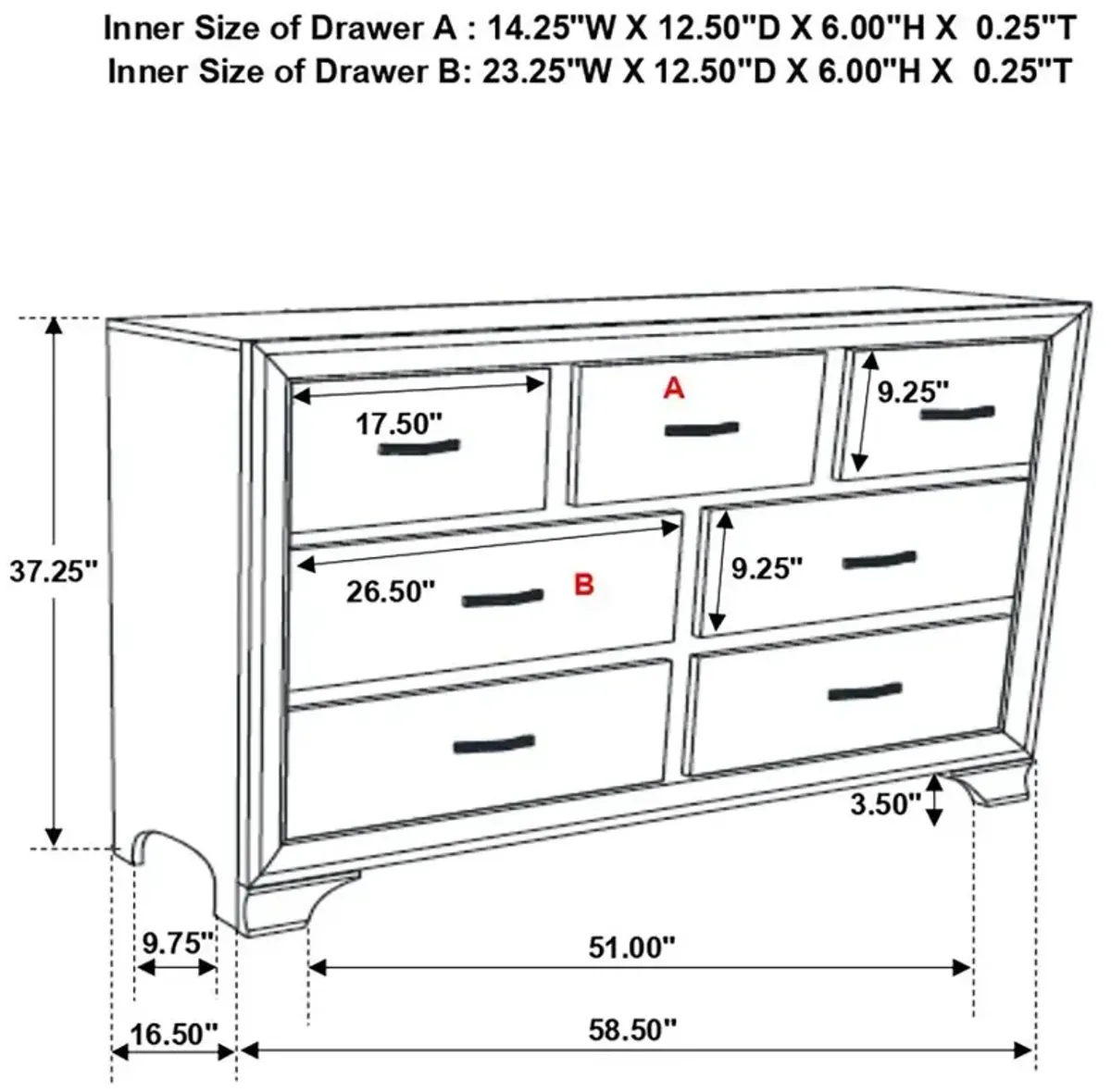 Beaumont 7-drawer Rectangular Dresser Champagne