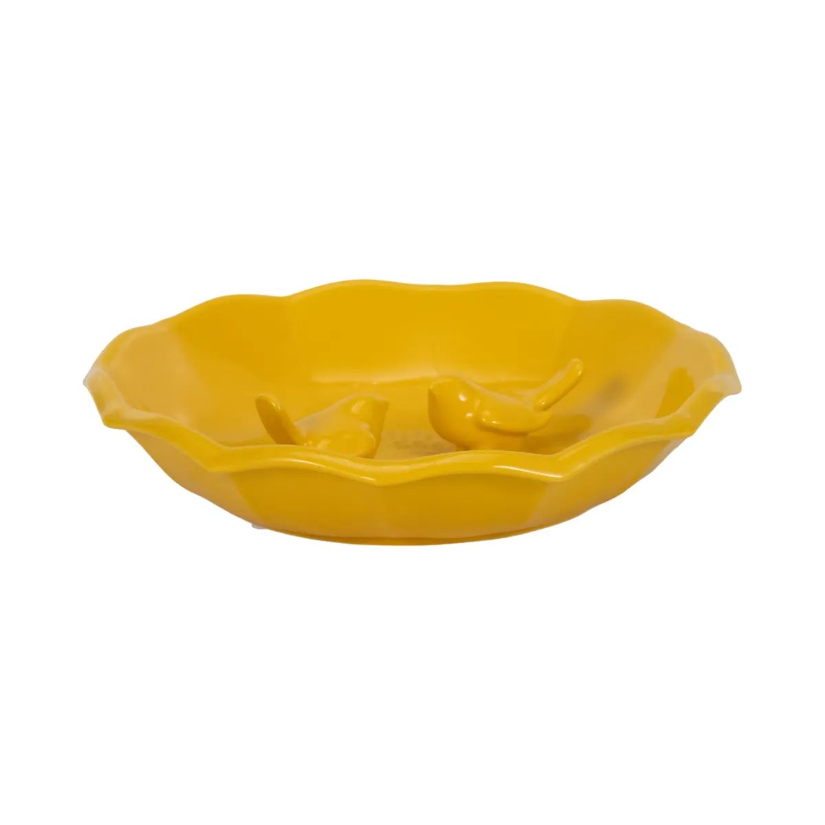 11" Flower Bird Bath, Yellow