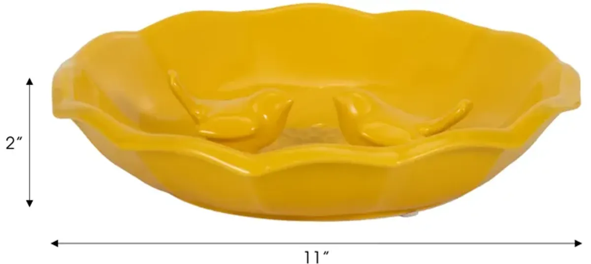 11" Flower Bird Bath, Yellow