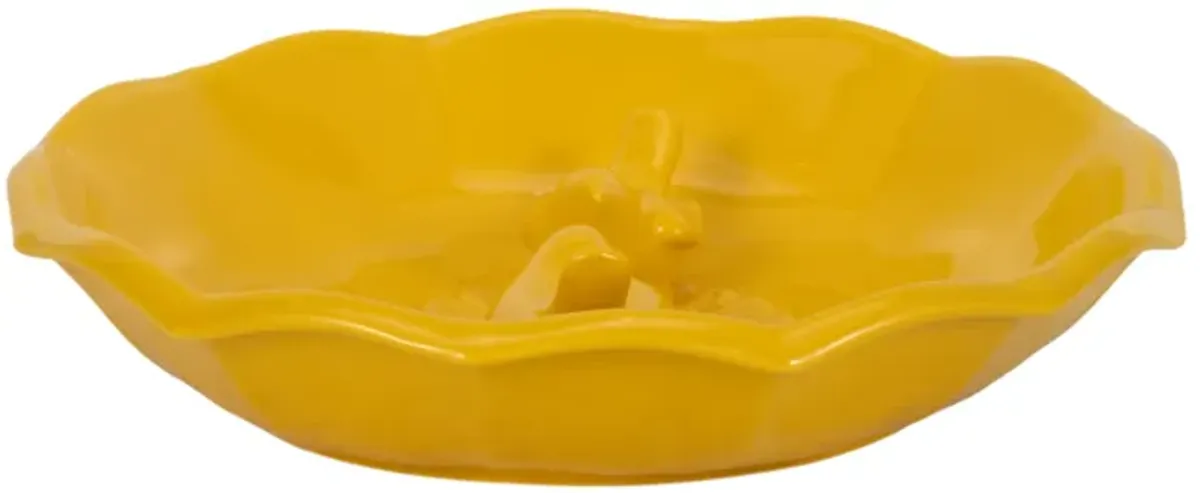 11" Flower Bird Bath, Yellow