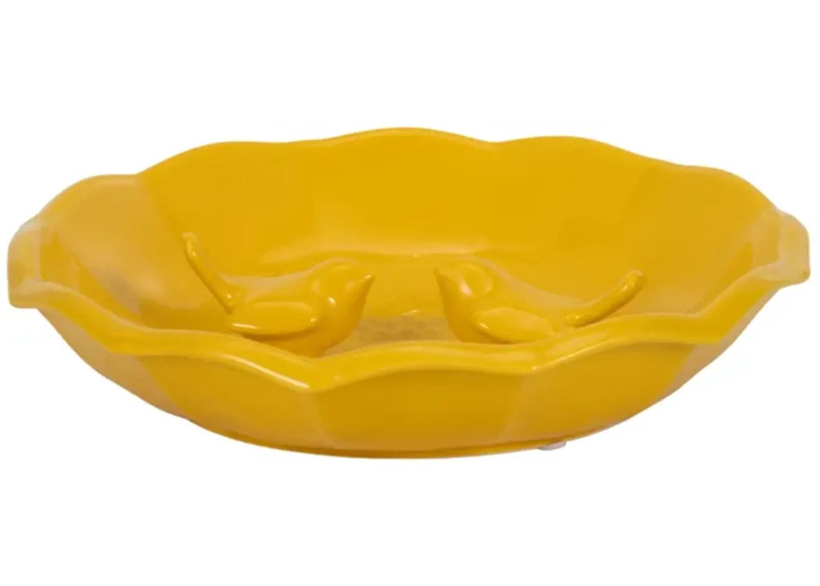 11" Flower Bird Bath, Yellow