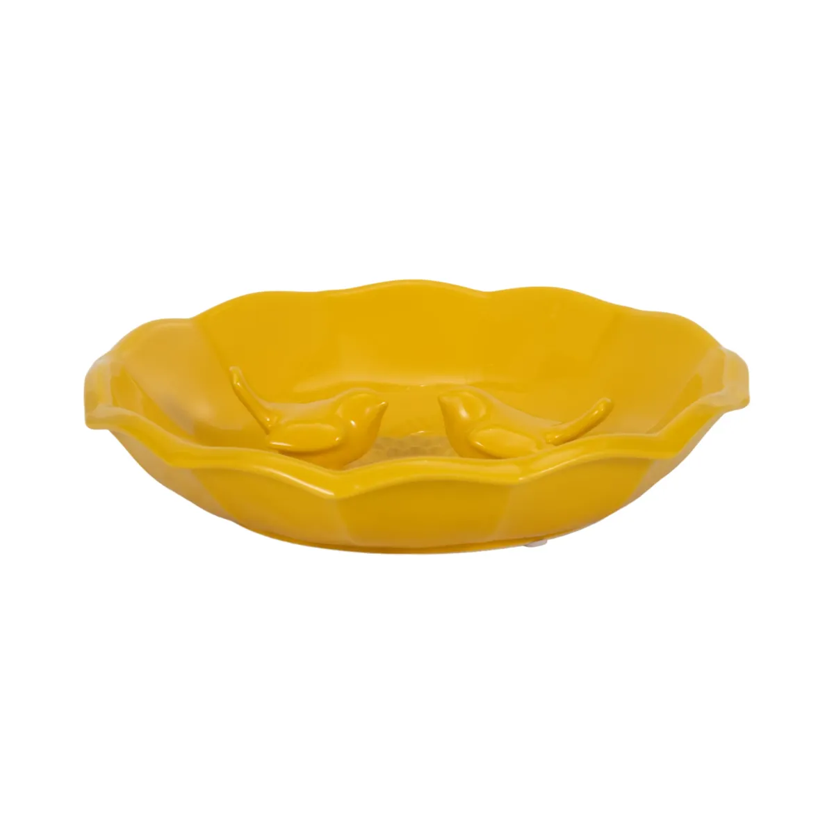 11" Flower Bird Bath, Yellow