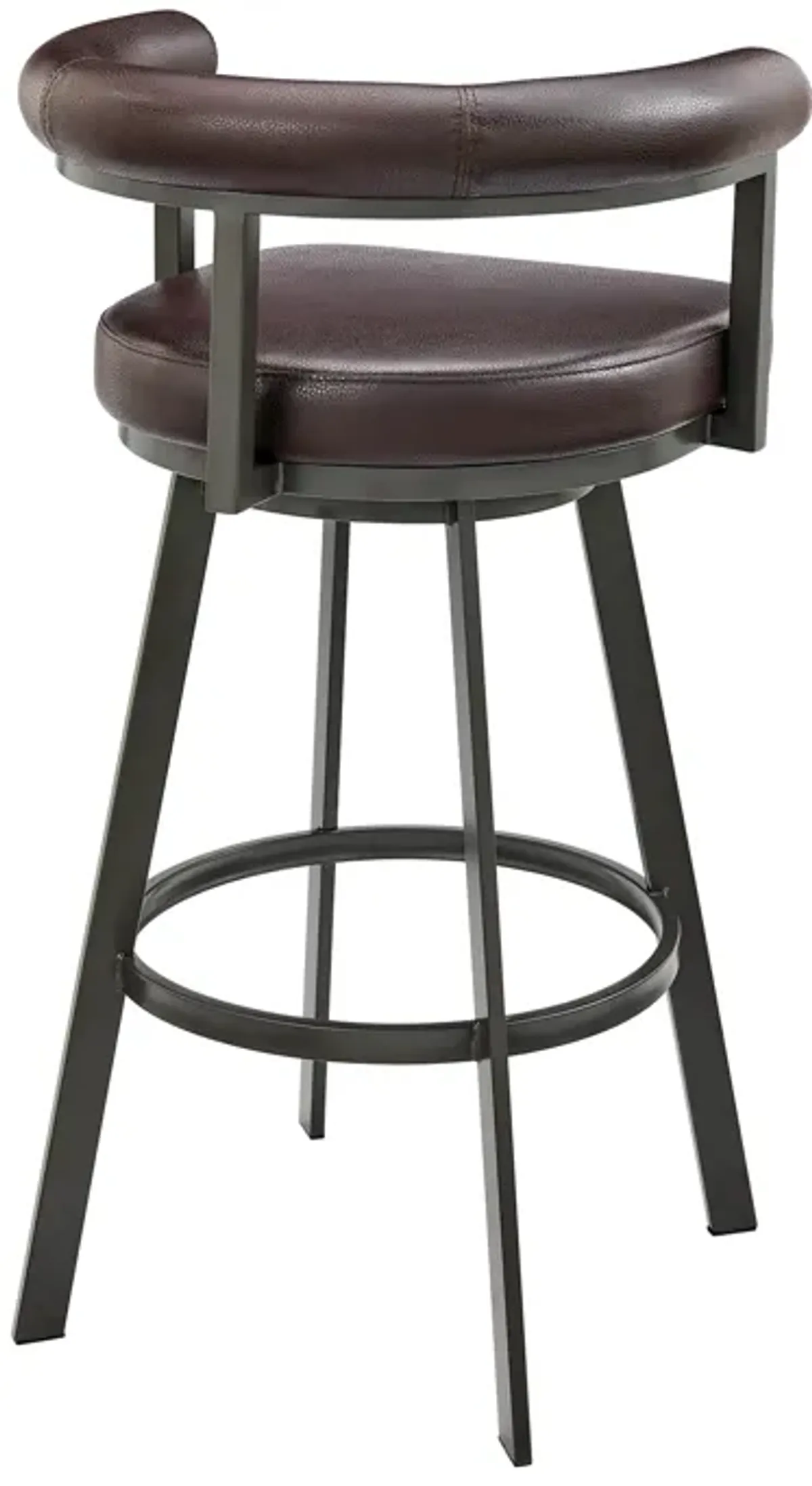 Nolagam Swivel Bar Stool in Brown Metal with Brown Faux Leather