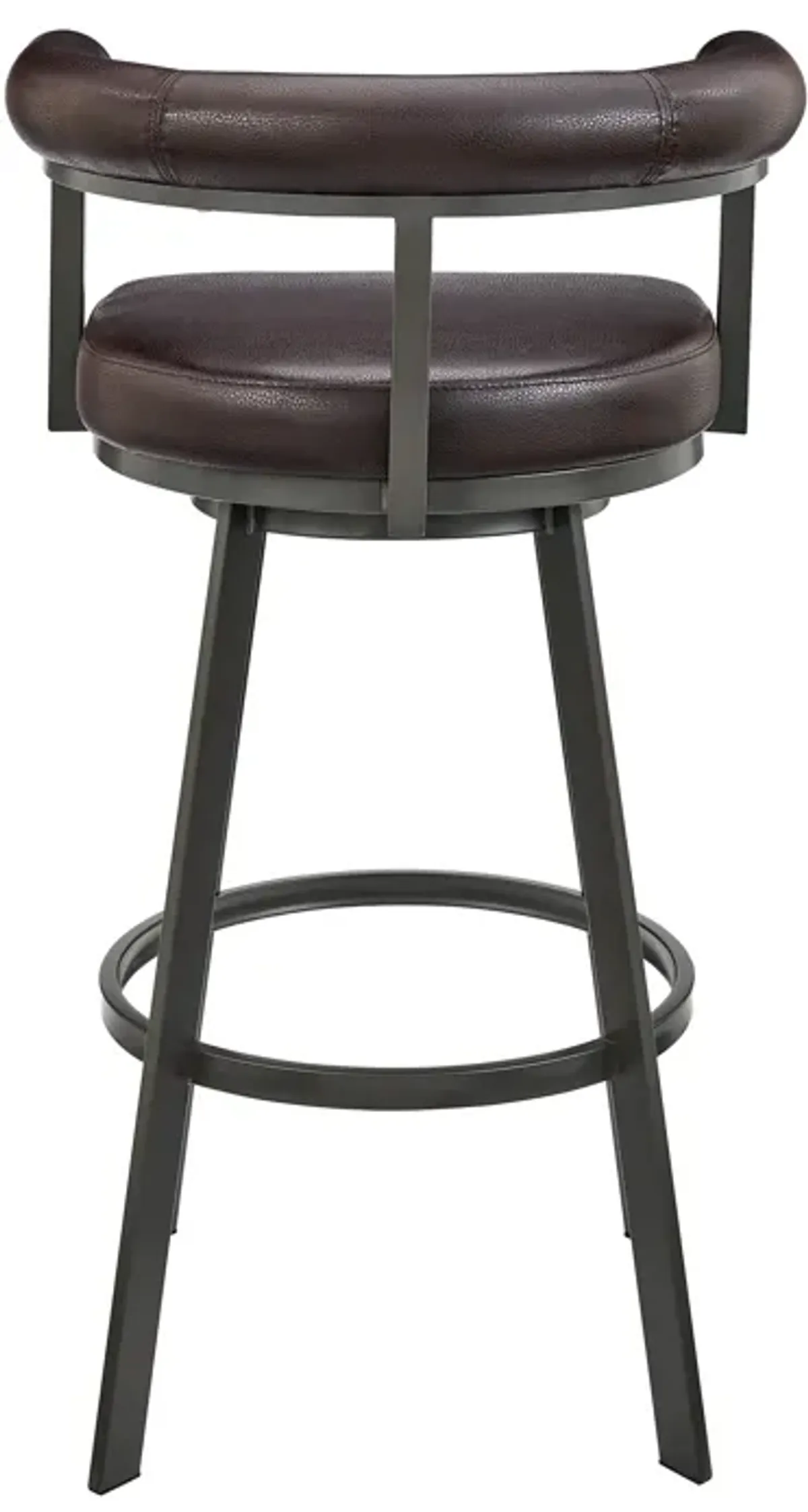 Nolagam Swivel Bar Stool in Brown Metal with Brown Faux Leather