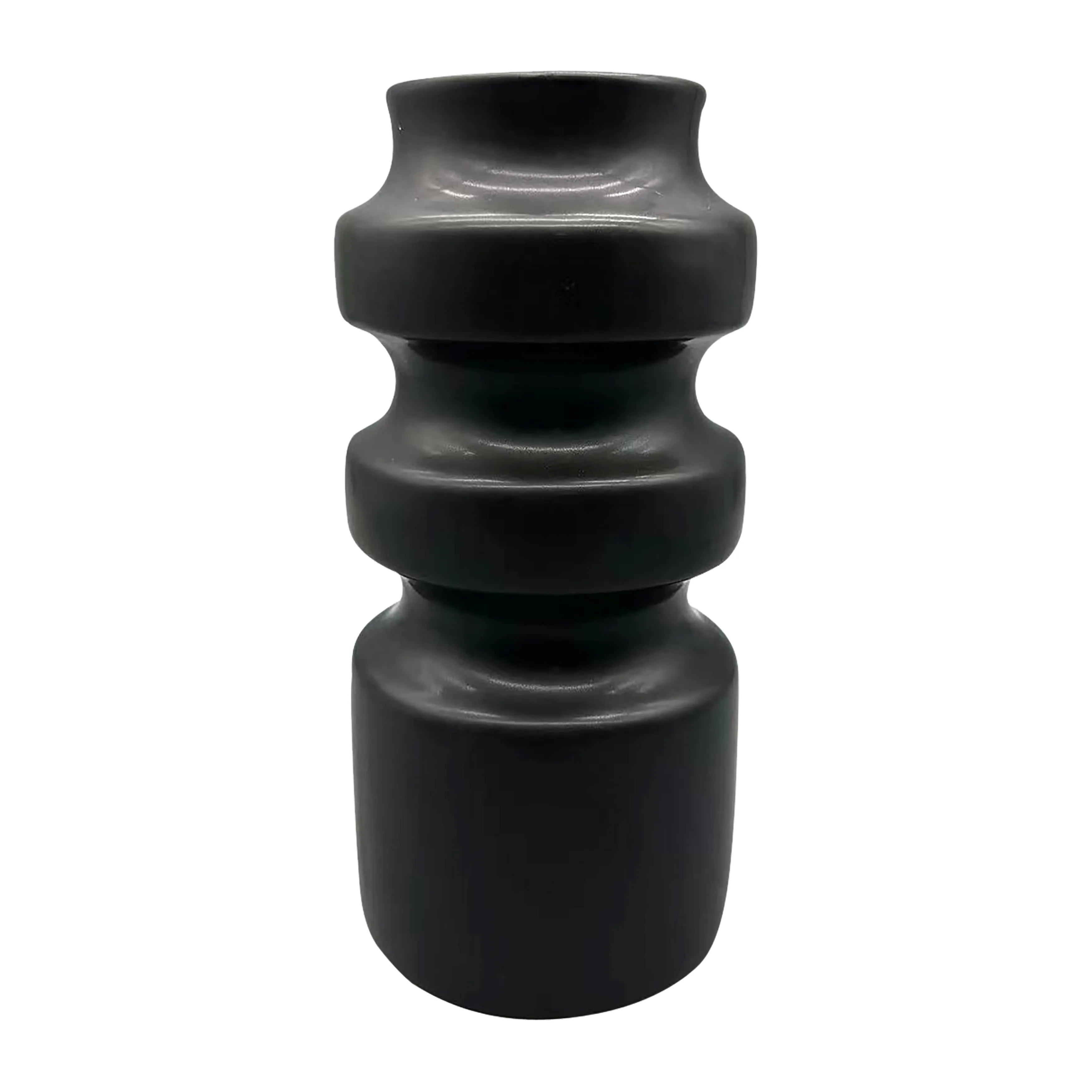 Cer, 9" Tiered Vase, Black