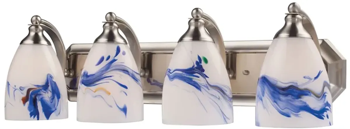 Mix-N-Match Vanity 4-Light Wall Lamp in Satin Nickel with Mountain Glass - Includes LED Bulbs