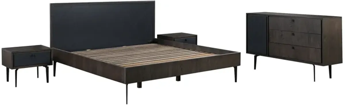 Cross Dark Gray Solid Oak King 4pc Bedroom Set