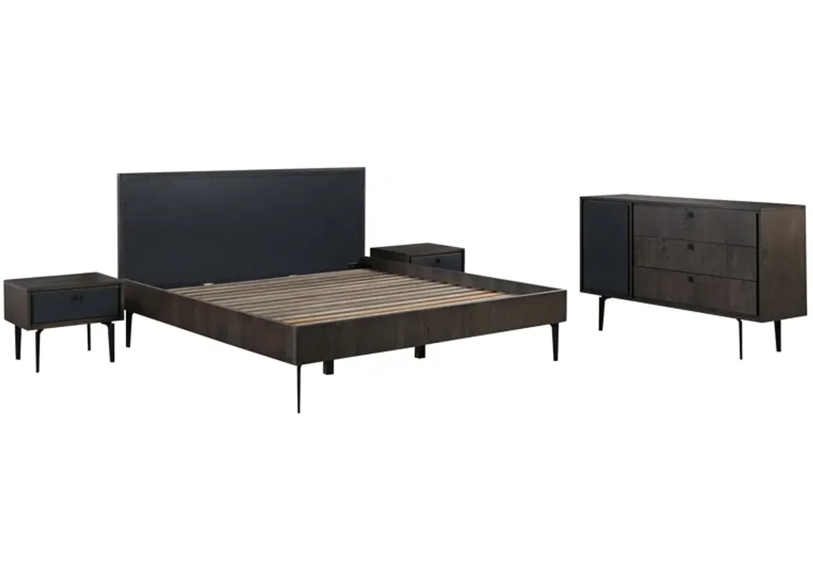 Cross Dark Gray Solid Oak King 4pc Bedroom Set