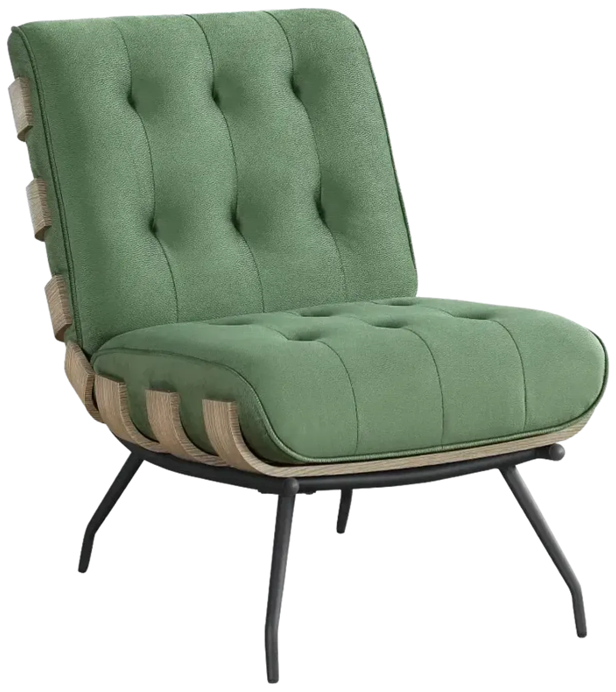 Aloma Armless Tufted Accent Chair Green