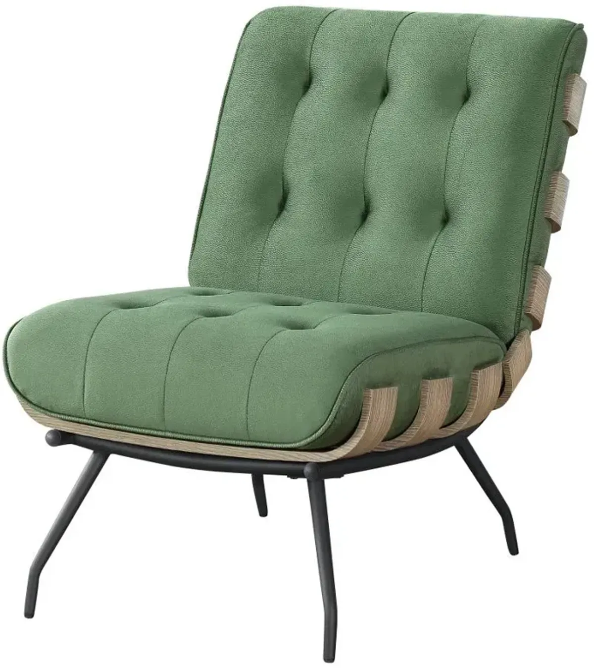 Aloma Armless Tufted Accent Chair Green