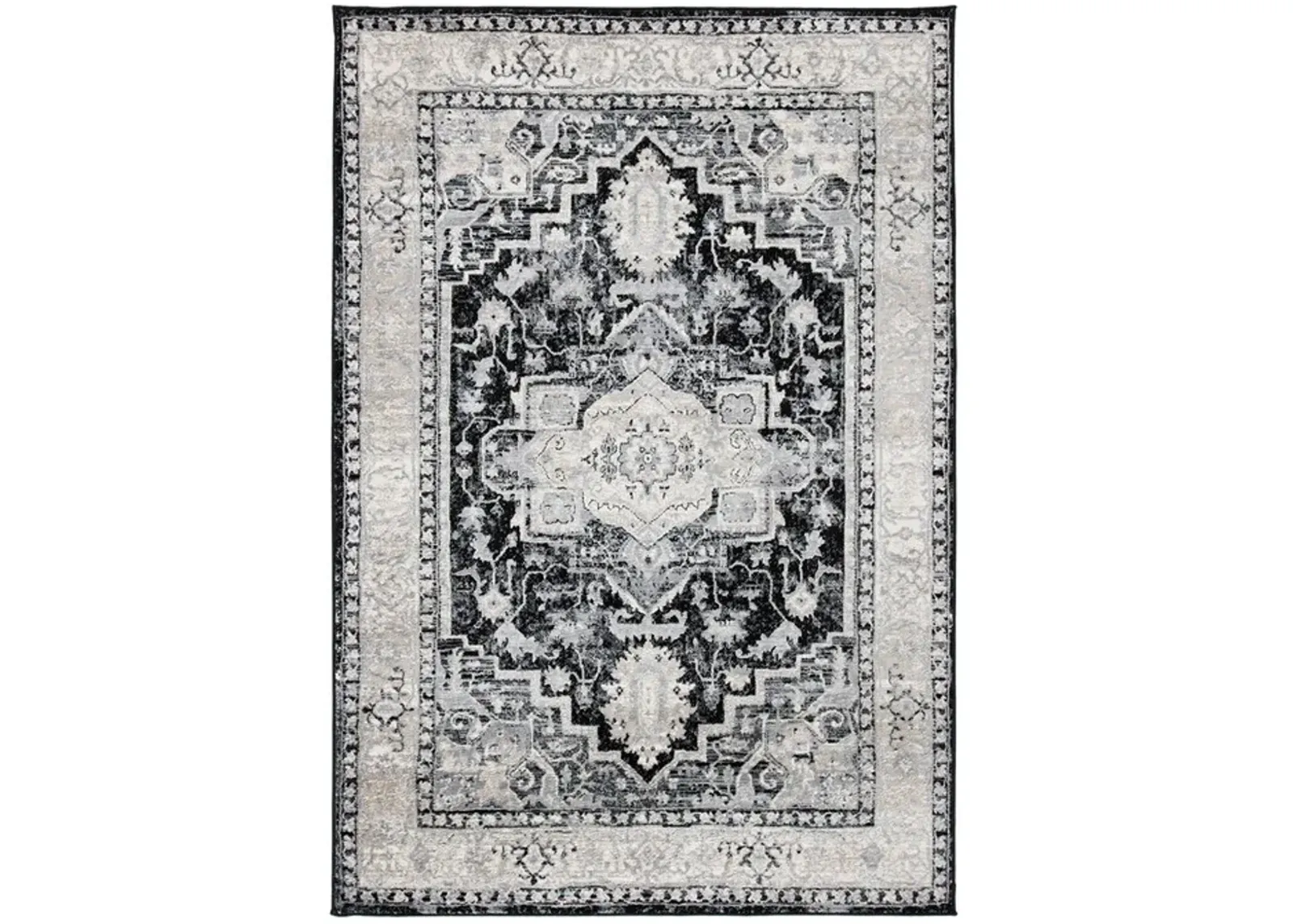 Brentwood 851 Black / Grey 8' X 10' Large Rectangle Powerloomed Rug