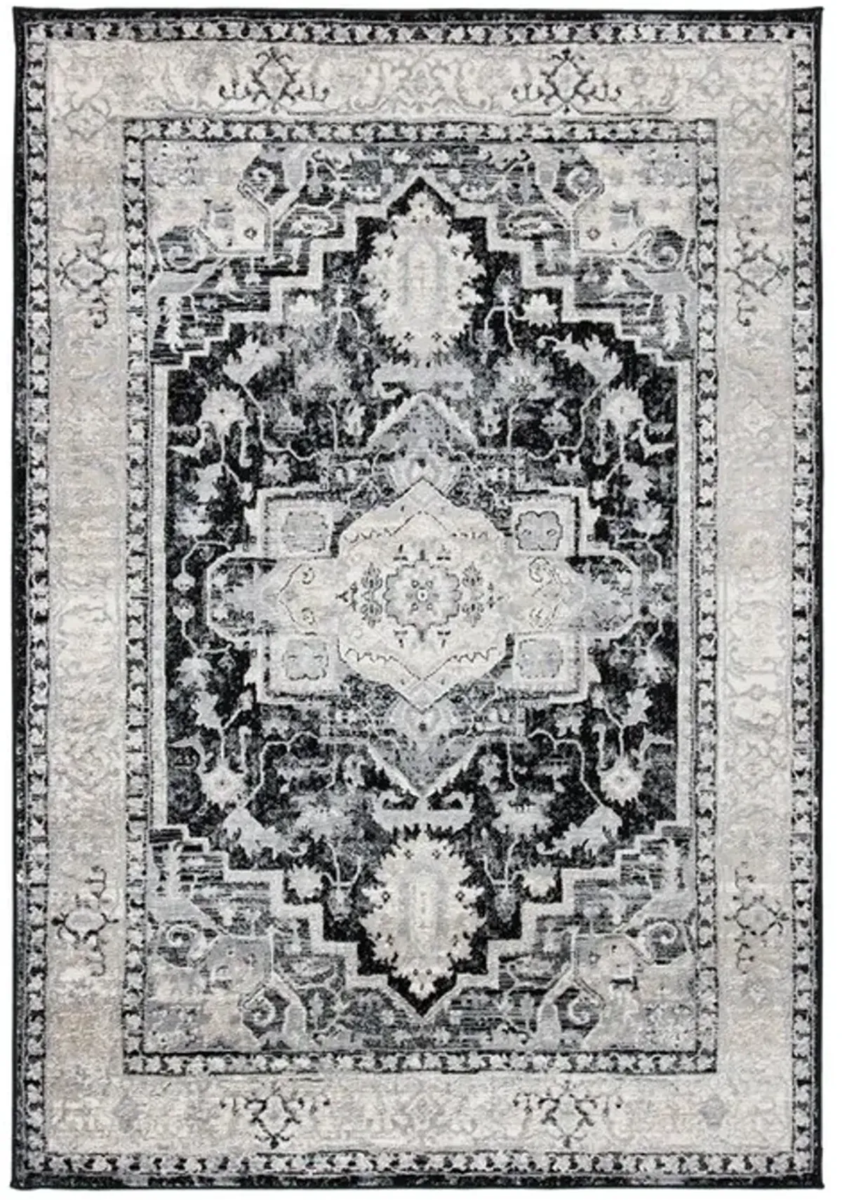 Brentwood 851 Black / Grey 8' X 10' Large Rectangle Powerloomed Rug