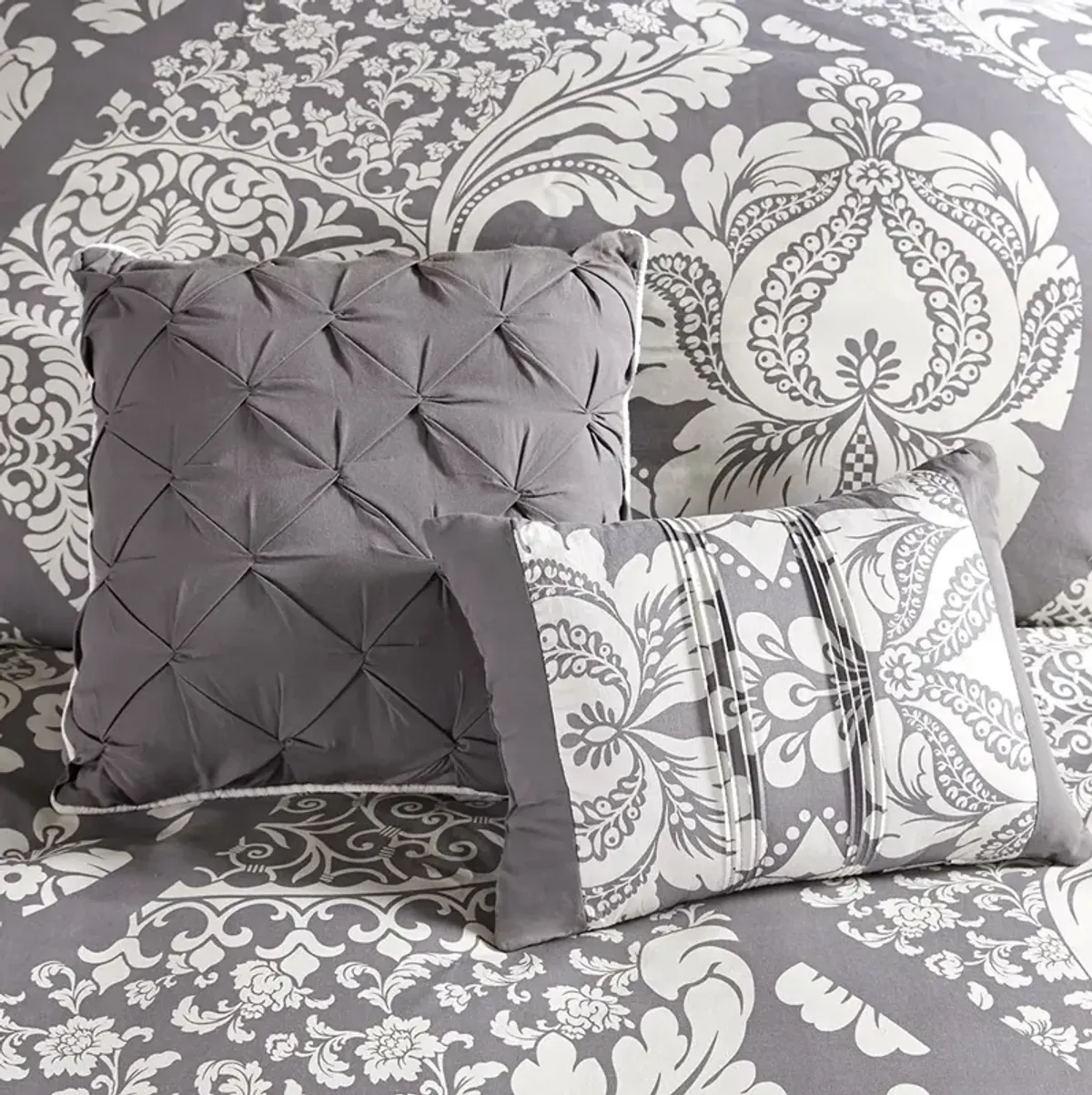 Madison Park Vienna Grey 6 Piece Printed Duvet Cover Set