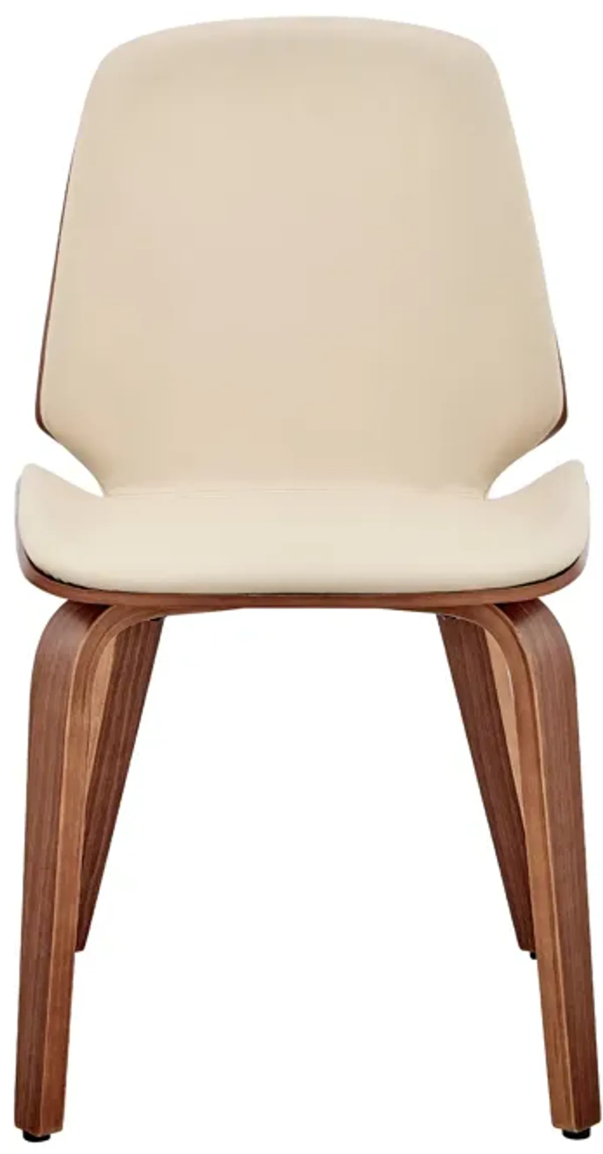 Brinley Cream Faux Leather and Walnut Wood Dining Room Accent Chair