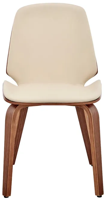 Brinley Cream Faux Leather and Walnut Wood Dining Room Accent Chair