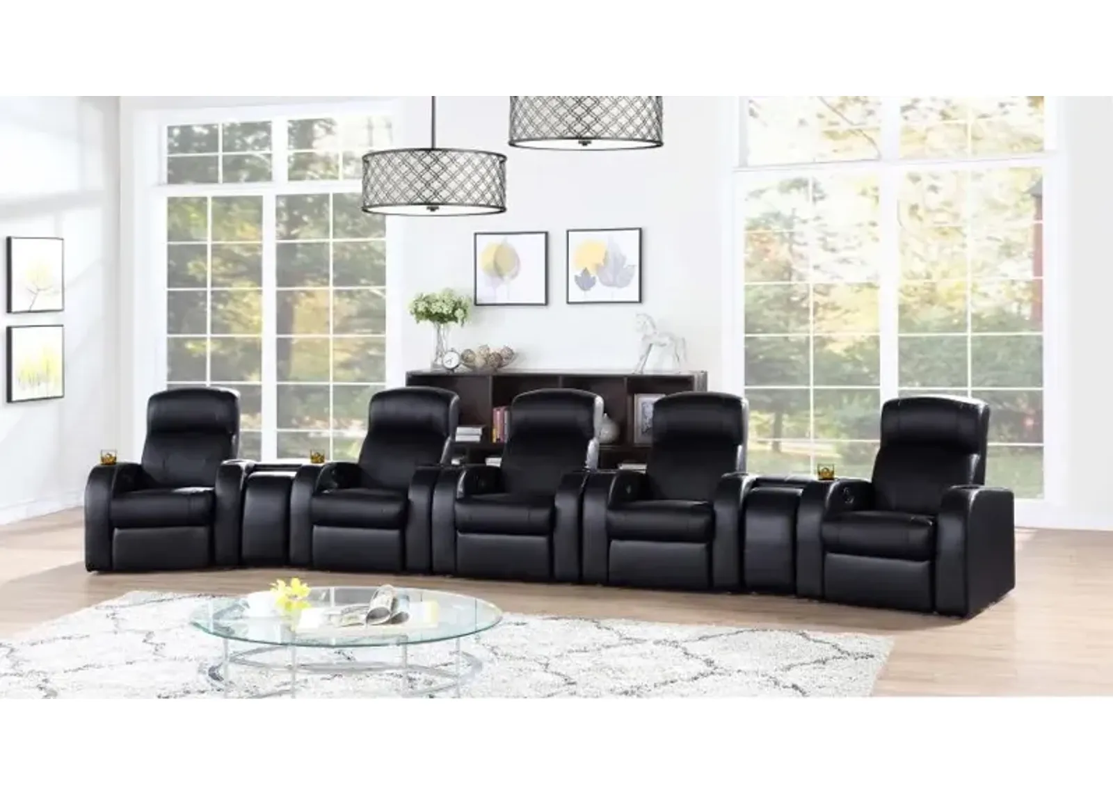 Cyrus Upholstered Recliner Living Room Set Black