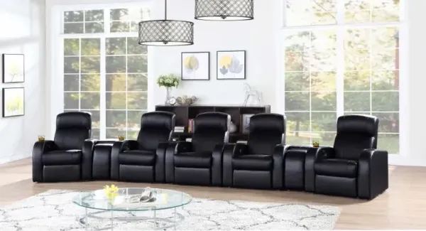 Cyrus Upholstered Recliner Living Room Set Black