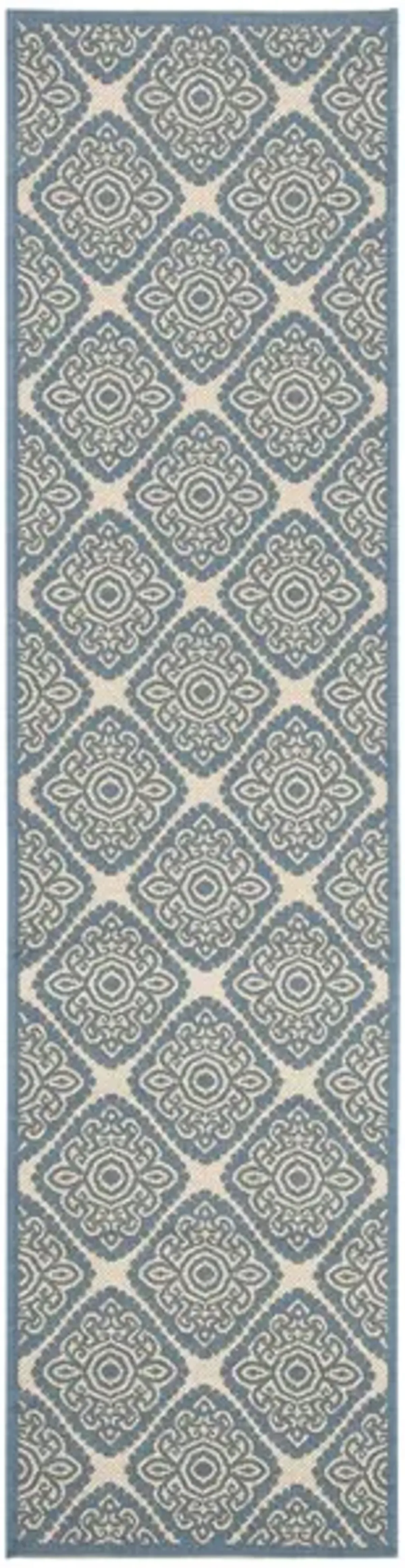 LINDEN 132 Collection LND132N-28 Cream / Blue 2'-2" X 8'