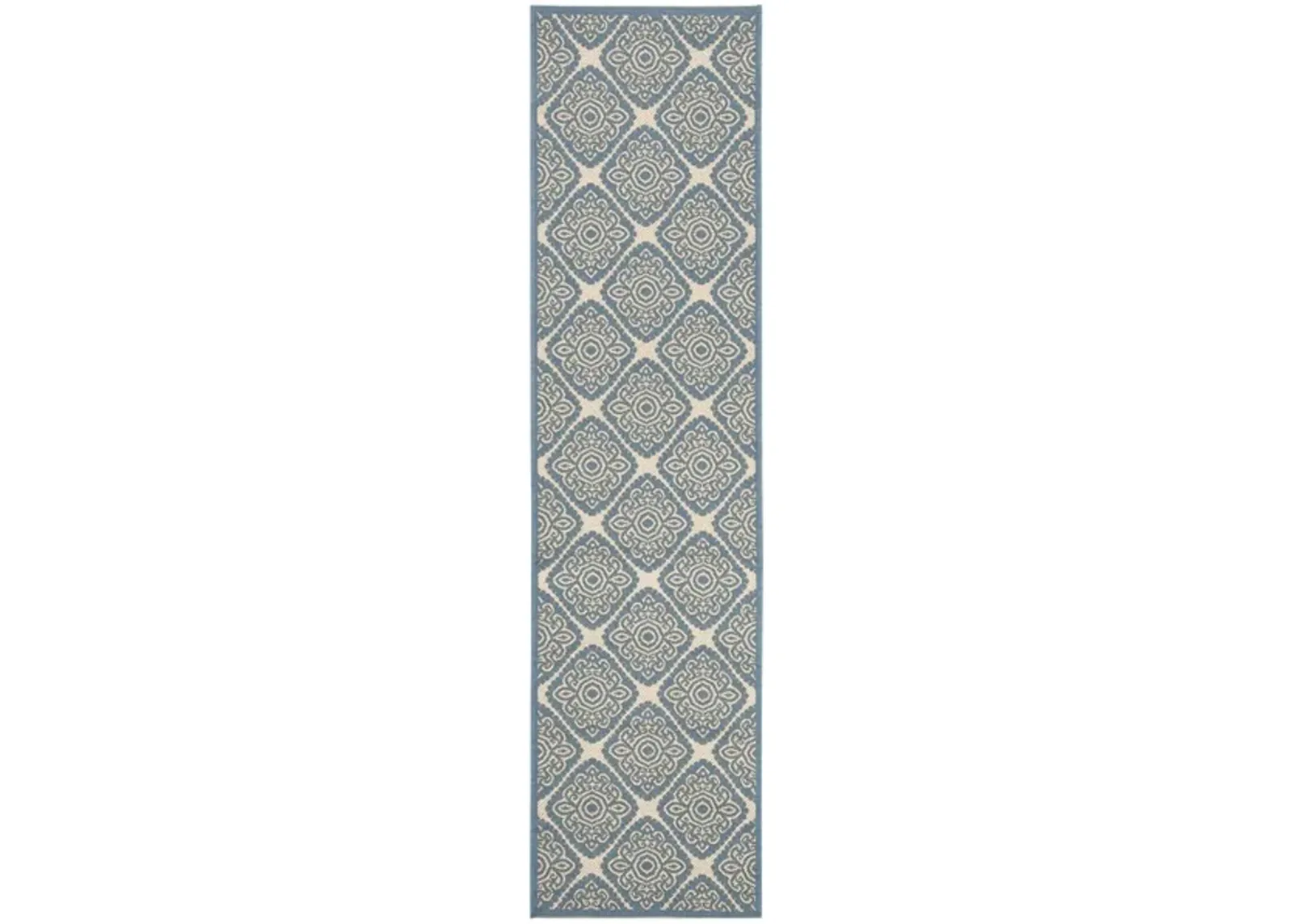 LINDEN 132 Collection LND132N-28 Cream / Blue 2'-2" X 8'