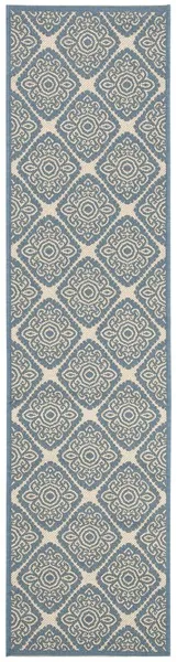 LINDEN 132 Collection LND132N-28 Cream / Blue 2'-2" X 8'