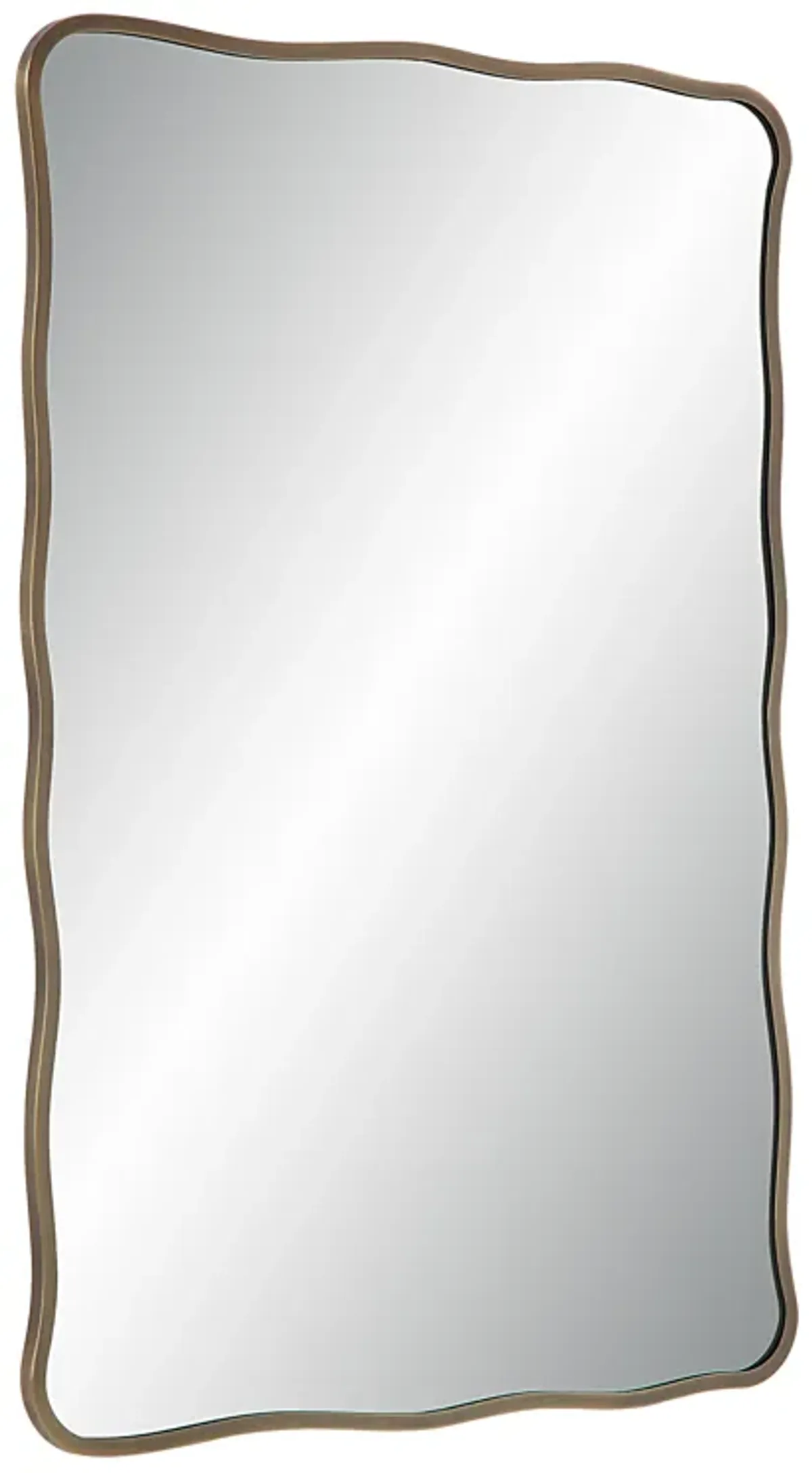 Basel 36" Tall Rectangular Irregular Mirror, Antique Brushed Brass