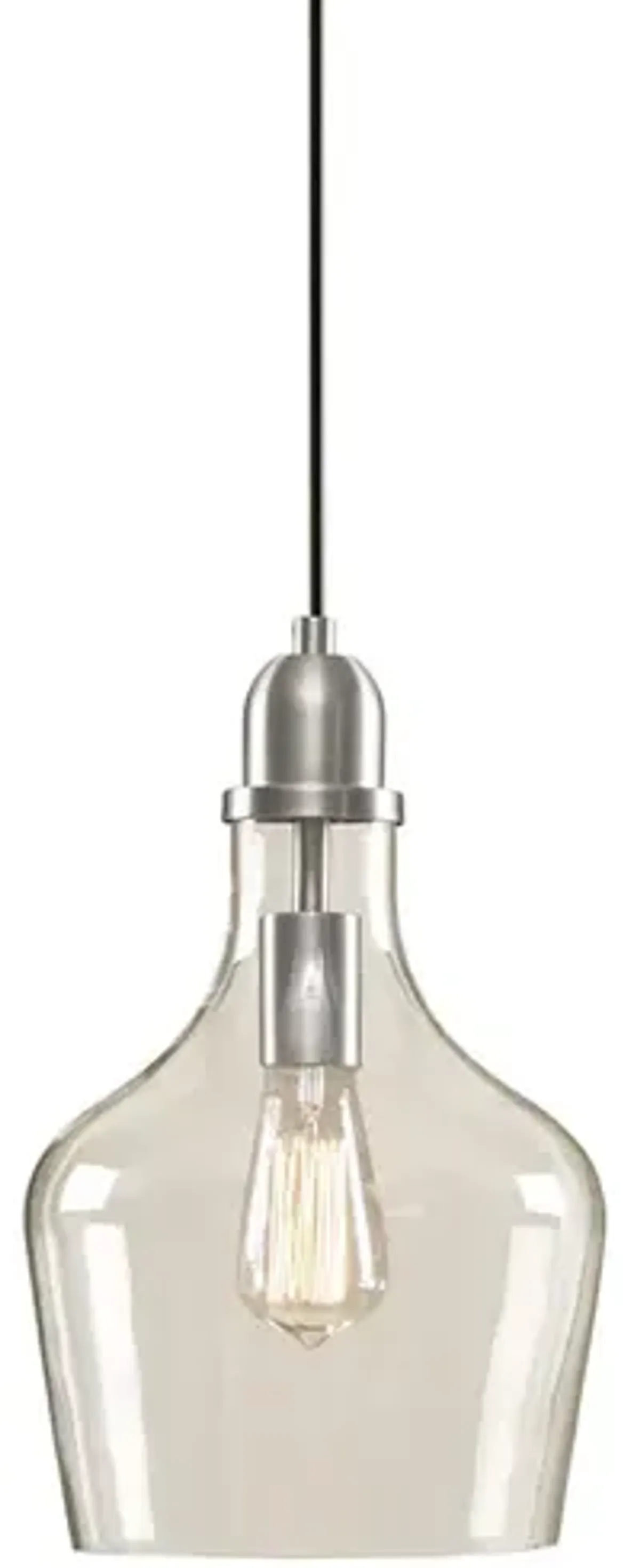 Hampton Hill Auburn Silver/Clear Bell Shaped Glass Pendant