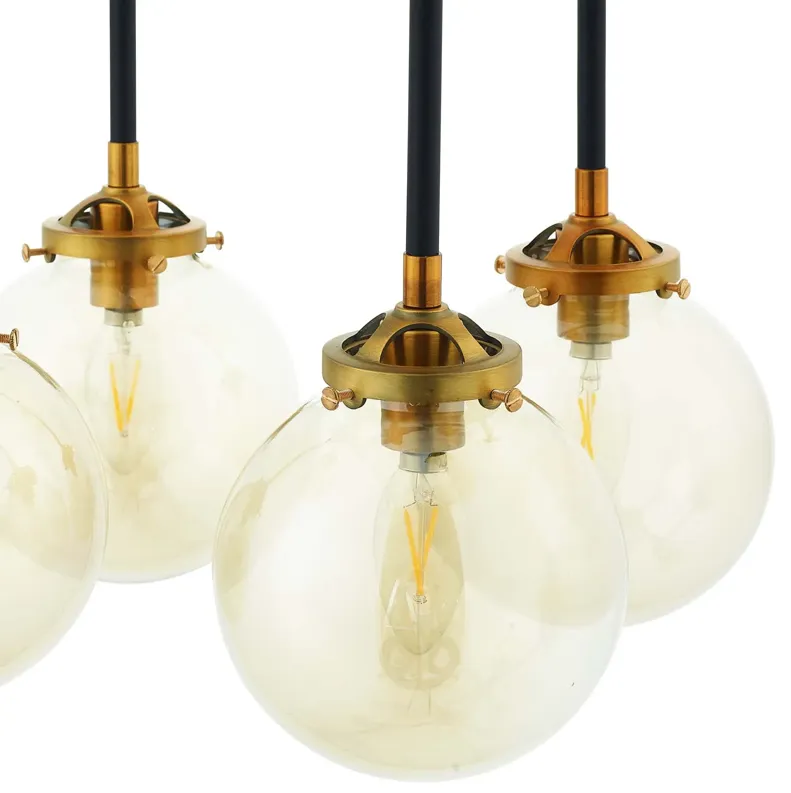 Ambition Amber Glass And Antique Brass 8 Light Pendant Chandelier