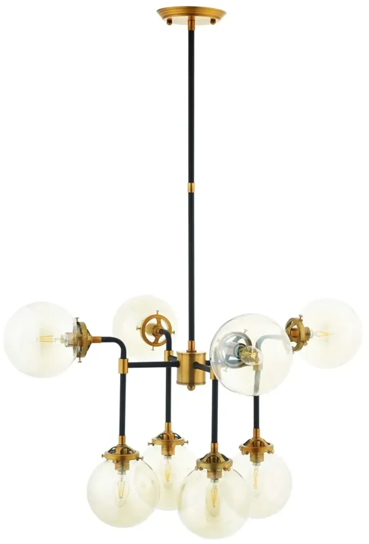 Ambition Amber Glass And Antique Brass 8 Light Pendant Chandelier