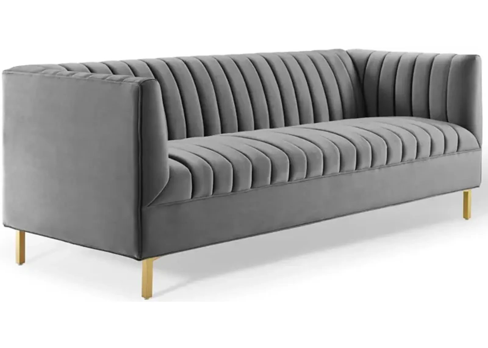 Shift Channel Tufted Performance Velvet Sofa