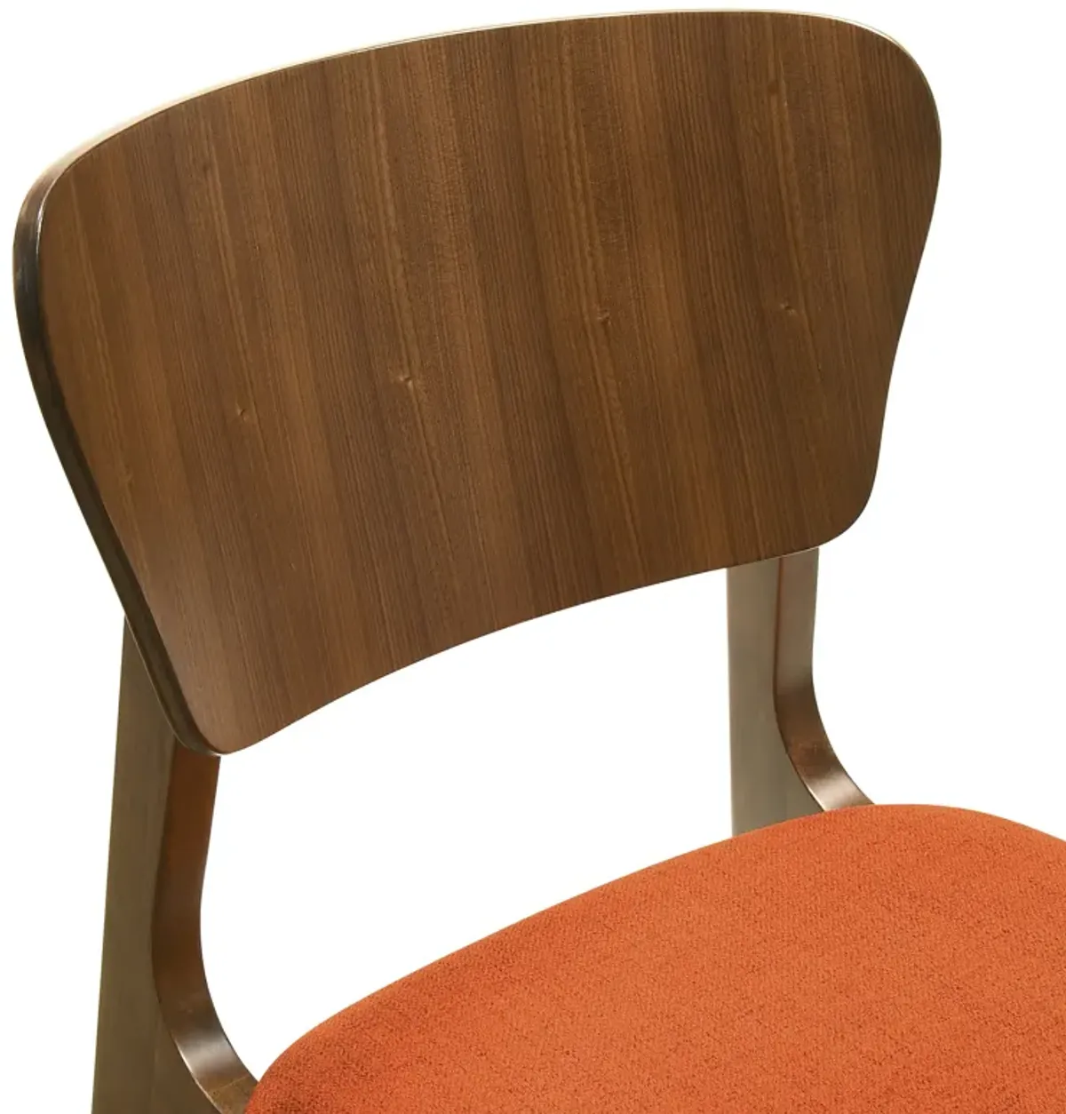 Kalia Wood Dining Chair in Walnut Finish with Orange Fabric - Set of 2