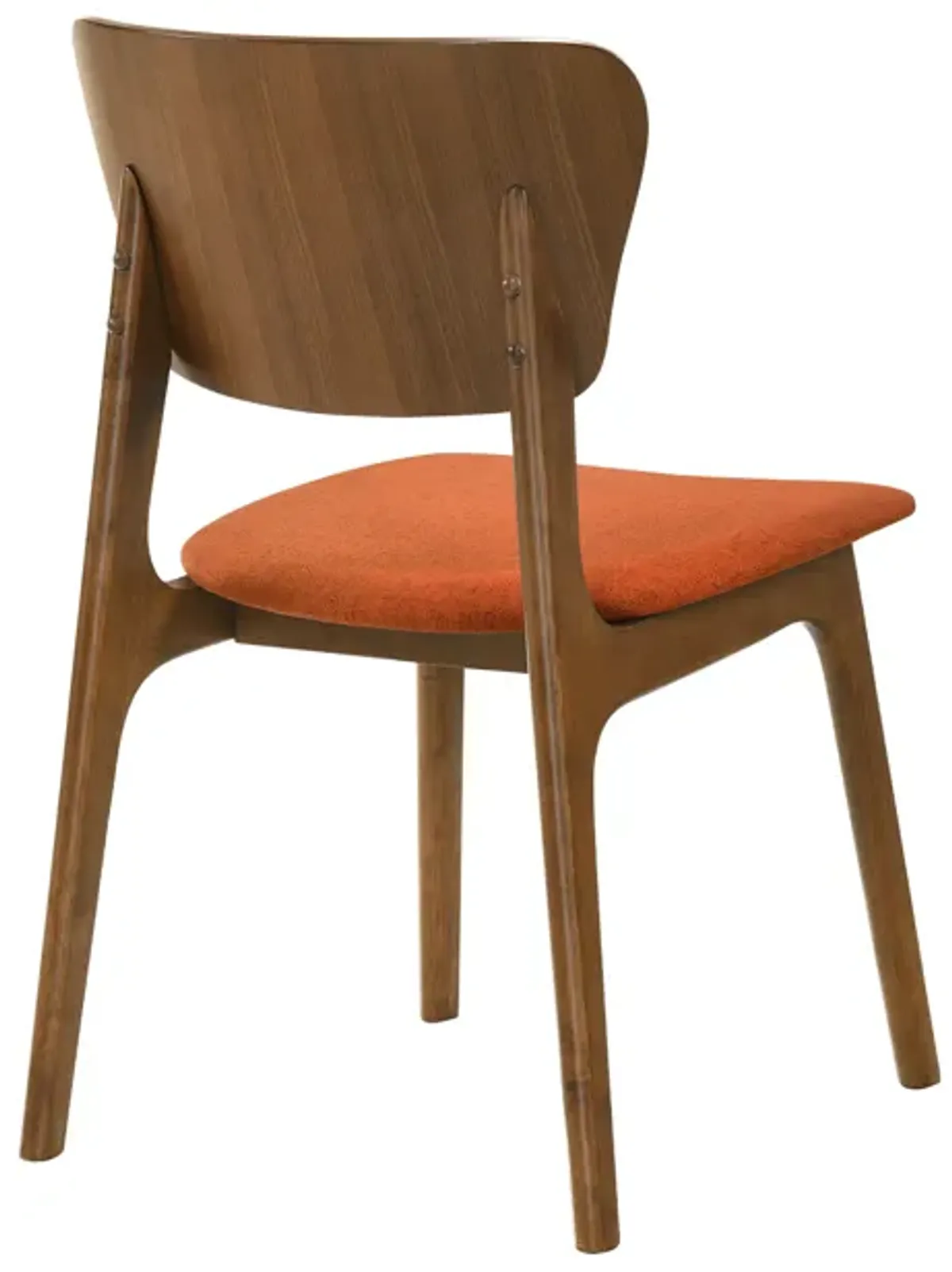 Kalia Wood Dining Chair in Walnut Finish with Orange Fabric - Set of 2