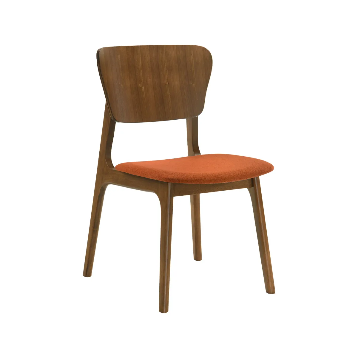 Kalia Wood Dining Chair in Walnut Finish with Orange Fabric - Set of 2