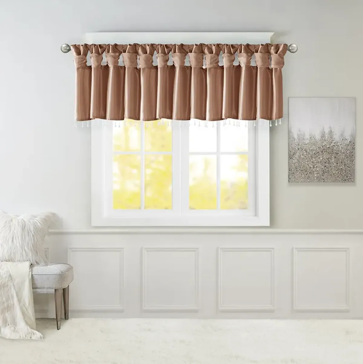 Madison Park Emilia Spice Lightweight Faux Silk Valance With Beads