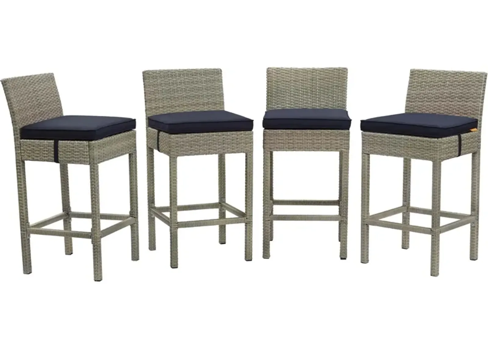 Conduit Bar Stool Outdoor Patio Wicker Rattan Set of 4