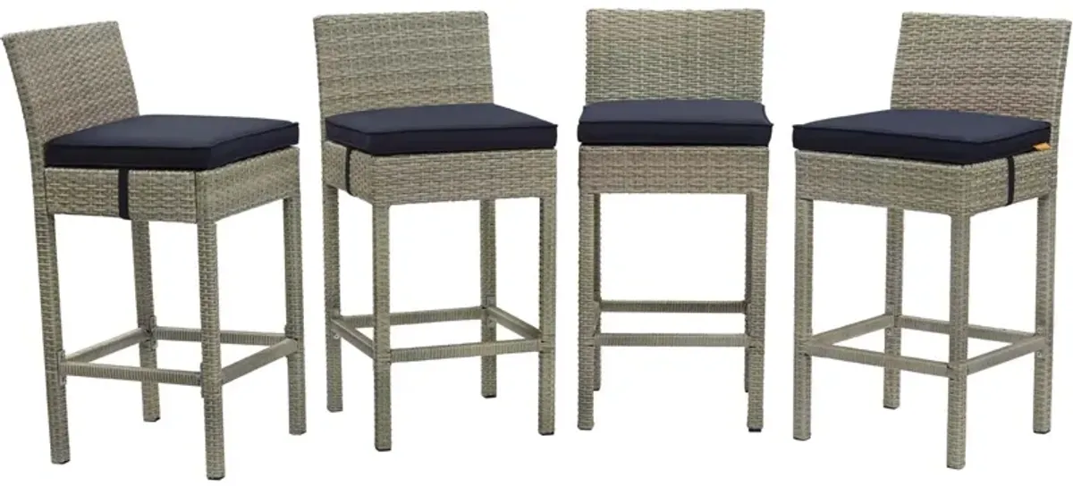 Conduit Bar Stool Outdoor Patio Wicker Rattan Set of 4