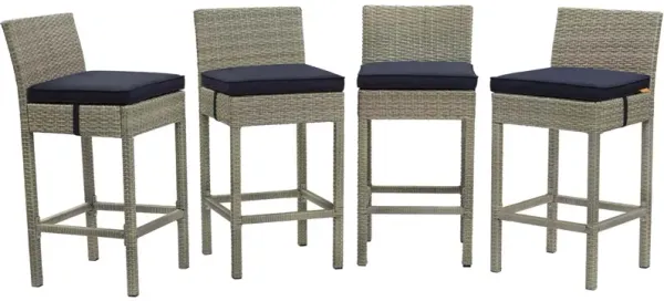 Conduit Bar Stool Outdoor Patio Wicker Rattan Set of 4