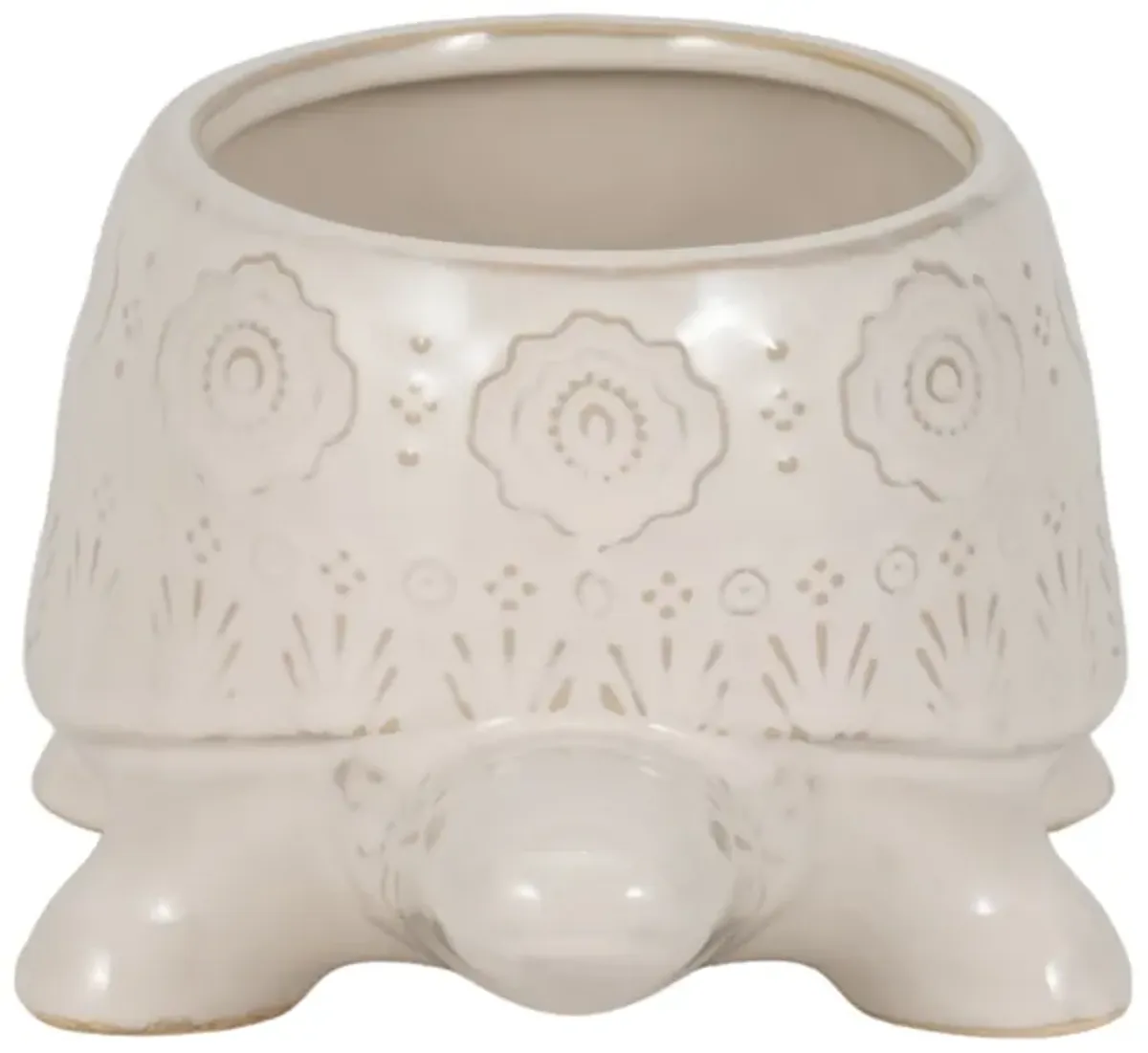 7" Turtle Planter, White