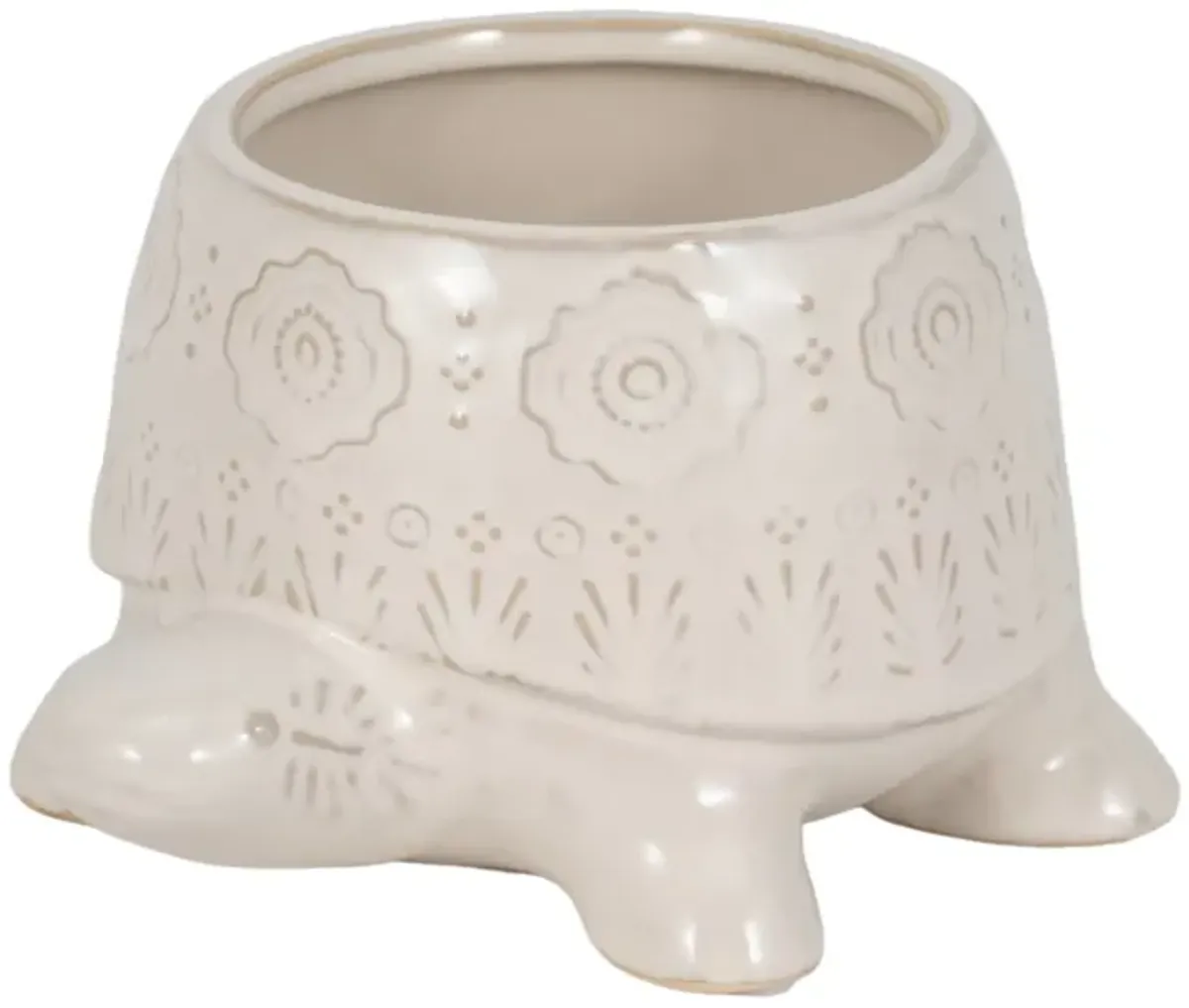 7" Turtle Planter, White