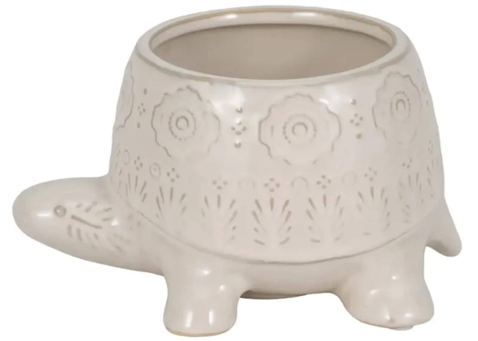 7" Turtle Planter, White