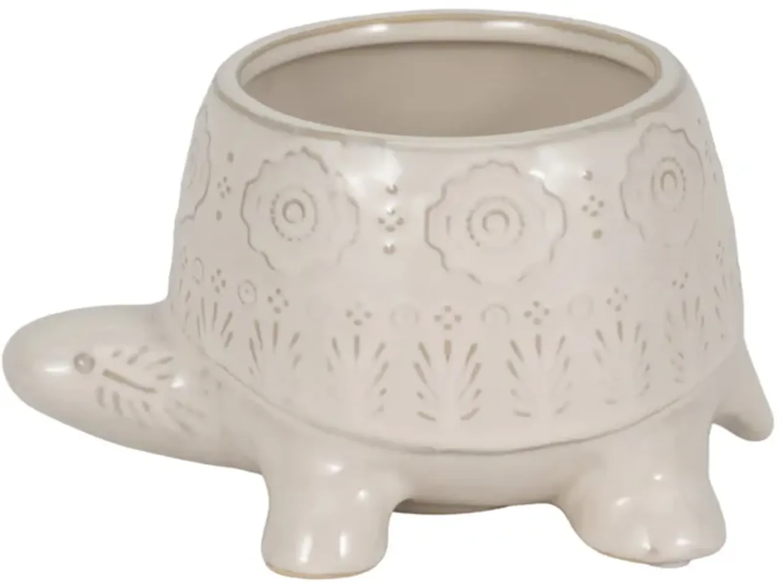 7" Turtle Planter, White