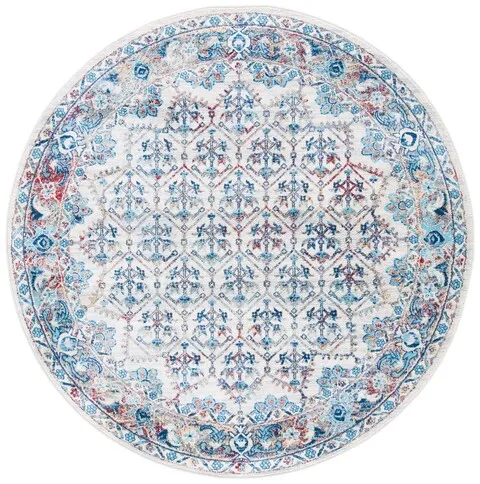 Brentwood 869 Ivory / Blue 8' X 8' Round Round Powerloomed Rug