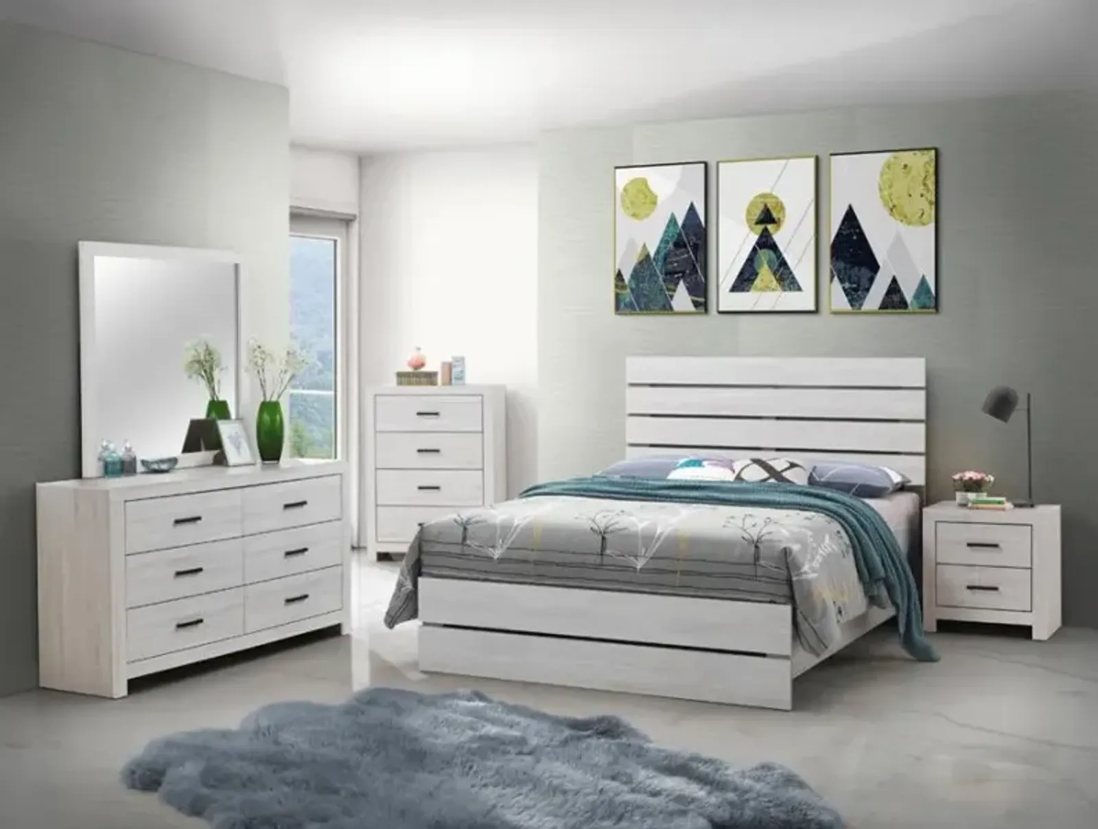 Brantford 4-piece Eastern King Panel Bedroom Set Coastal White