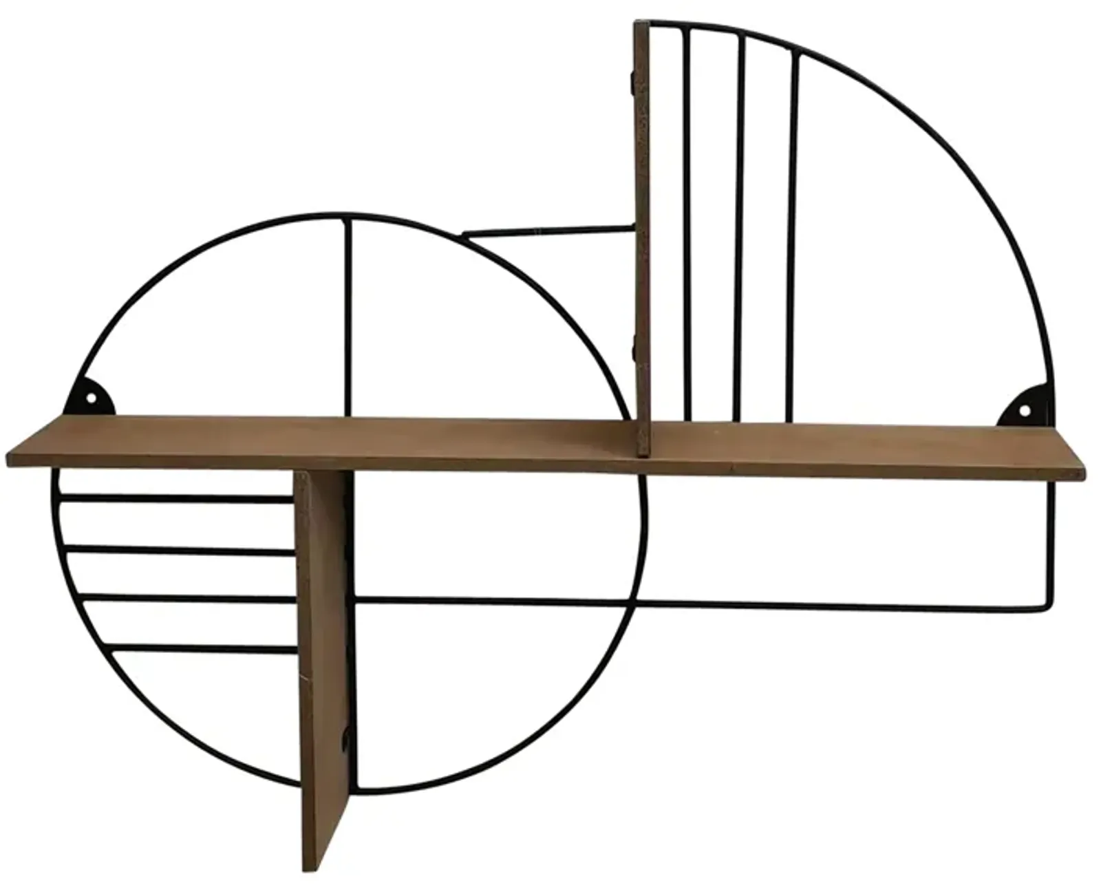 Metal/wood, 24" Modern Circles Wall Shelf, Natural