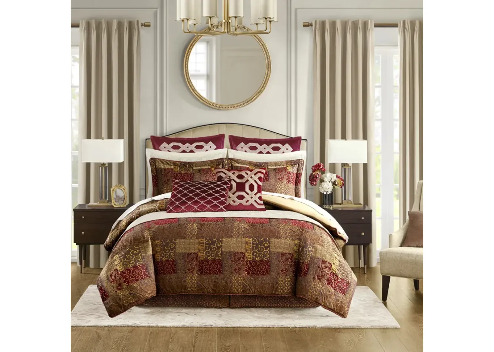 Croscill Classics Galleria Red 4 Piece Red Comforter Set